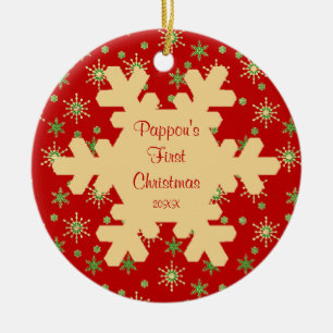 Premier Noël de Pappou Ornement Flocon de Neige Ro
