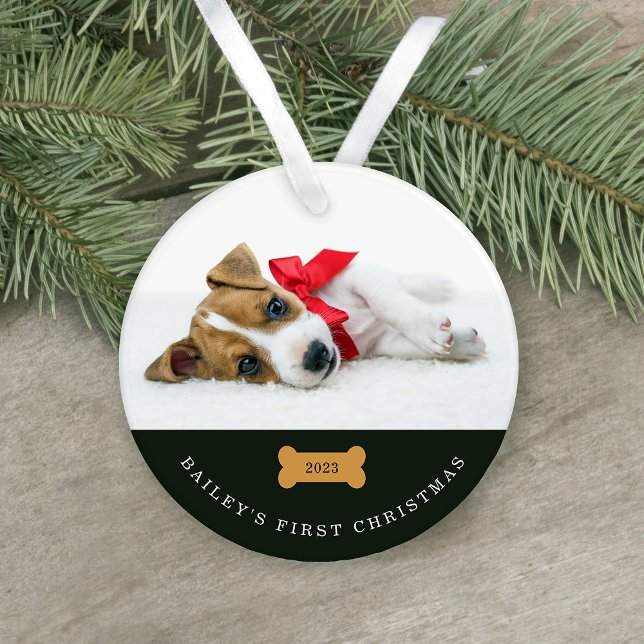 Premier Noël de votre chien | Charbon avec photos (This cute, holiday ornament features two photos of your dog and is the perfect puppy keepsake)