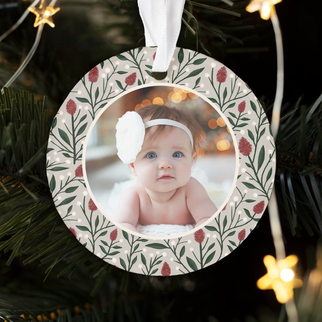 Premier Noël du bébé avec cadre floral classique (Créateur téléchargé)