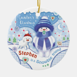 Premier Noël du petit-fils, ornement mignon
