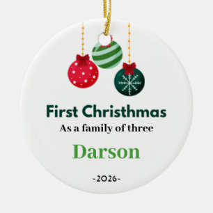 Premier Noël en famille ornement personnalisé