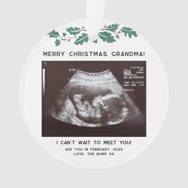 Premier Noël en grand-mère Baby Sonogram Keepsaké (devant)