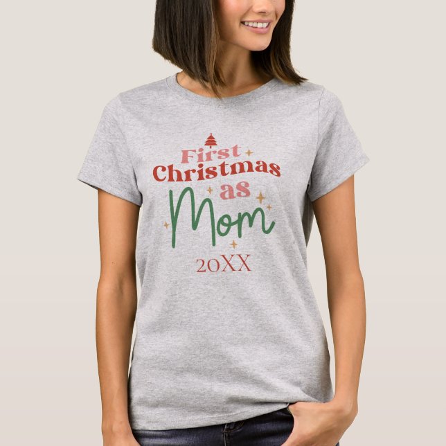 Premier Noël en Maman Nouveau T-shirt de Noël mama (Devant)