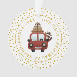 Premier Noël en tant que grand-parents voiture or