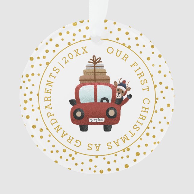 Premier Noël en tant que grand-parents voiture or  (devant)