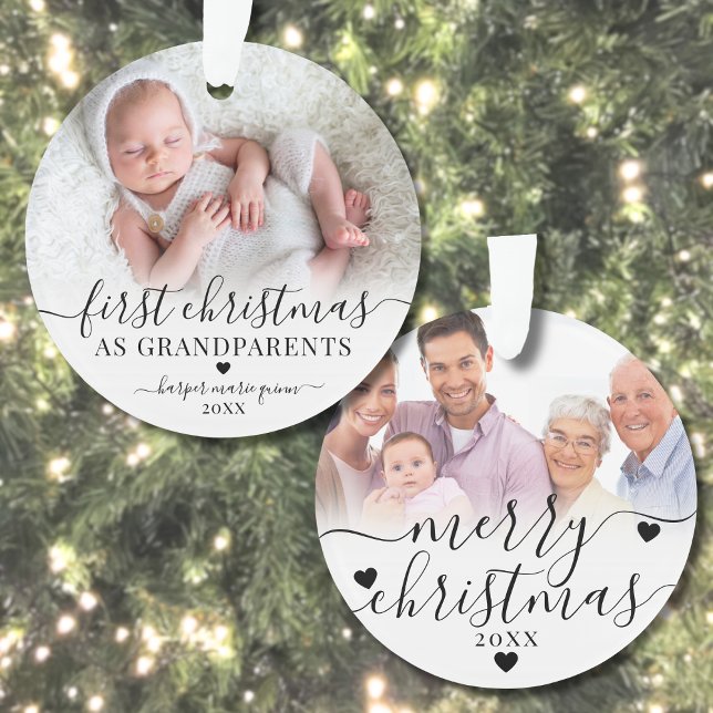 Premier Noël en tant que grands-parents 2 Photo (First Christmas As Grandparents 2 Photo Ornament)