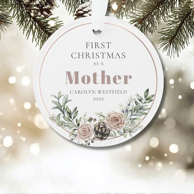 Premier Noël en tant que Mère Nom Année (First Christmas as a Mother Name Year Acrylic Ornament)