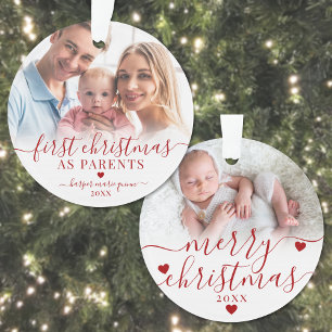 Premier Noël en tant que parents Nouvelle photo de