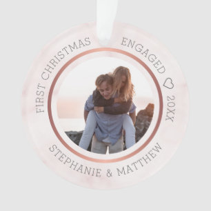 Premier Noël Engagé Photo Élégant Marbre rose