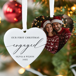 Premier Noël engagé Photo Fiançailles élégante