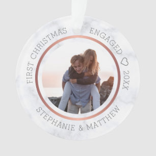 Premier Noël Engagé Photo Marbre élégant