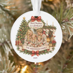 Premier Noël Famille de 4 Noël personnalisé