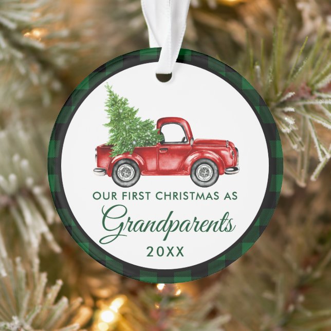Premier Noël Grand-parents Camion Green Plaid (Arbre)