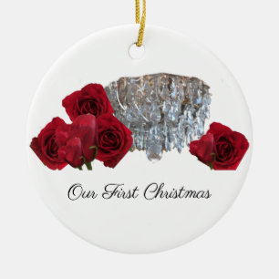 Premier Noël Lustre Rose Ornement
