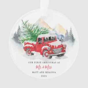 Premier Noël Marié comme M. & Mme Red Truck
