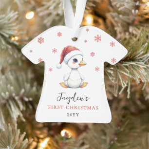 Premier Noël personnalisé aquarelle bébé oie canar
