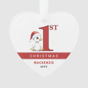 Premier Noël personnalisé aquarelle bébé oie canar