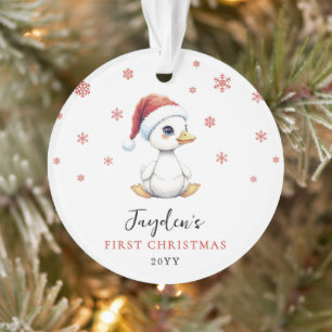 Premier Noël personnalisé aquarelle bébé oie canar