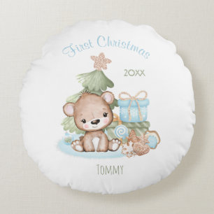 Premier Noël Personnalisé Coussin rond