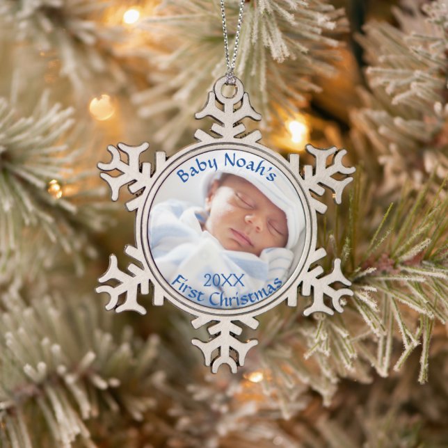 Premier ornement bleu de Noël du bébé (Arbre)
