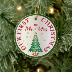 Premier ornement d'arbre marié de Noël