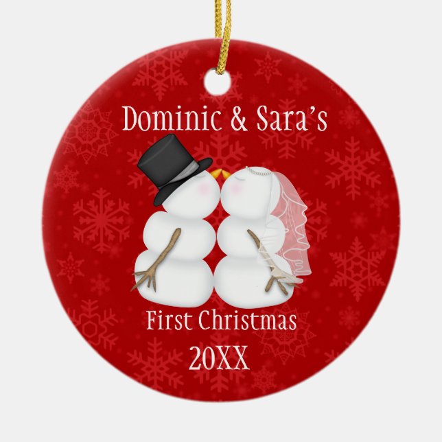 Premier ornement de baiser mignon de Noël de (Devant)