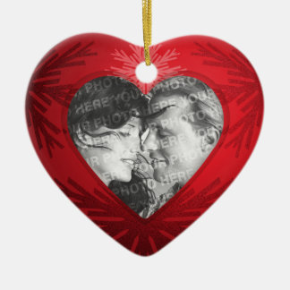 Premier ornement de coeur de couples de Noël