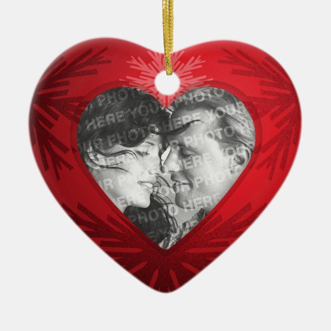 Premier ornement de coeur de couples de Noël (Devant)