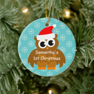 Premier ornement de Noël avec le hibou de père