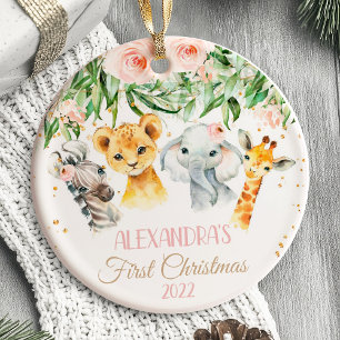 Premier ornement de Noël de bébé fille animaux de