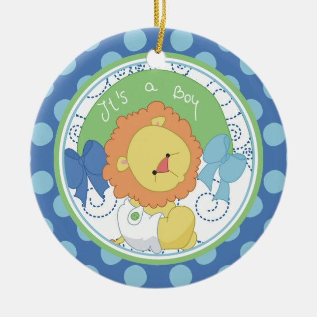 Premier ornement de Noël de bébé Lion précieux (Devant)