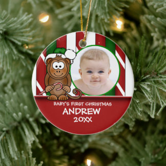 Premier ornement de Noël de bébé singe