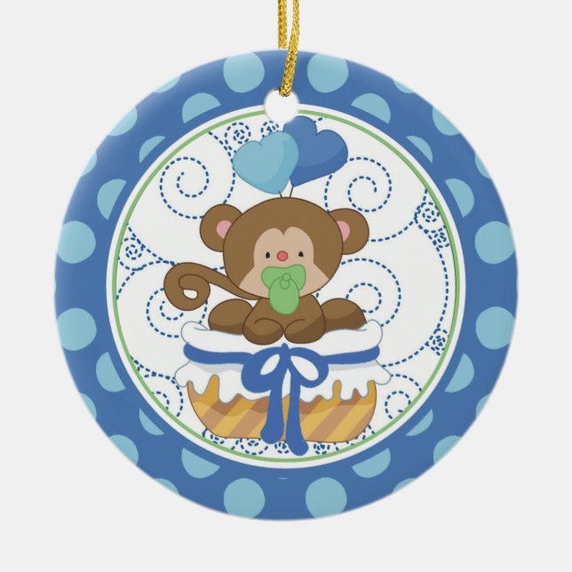 Premier ornement de Noël de bébé singe précieux (Devant)