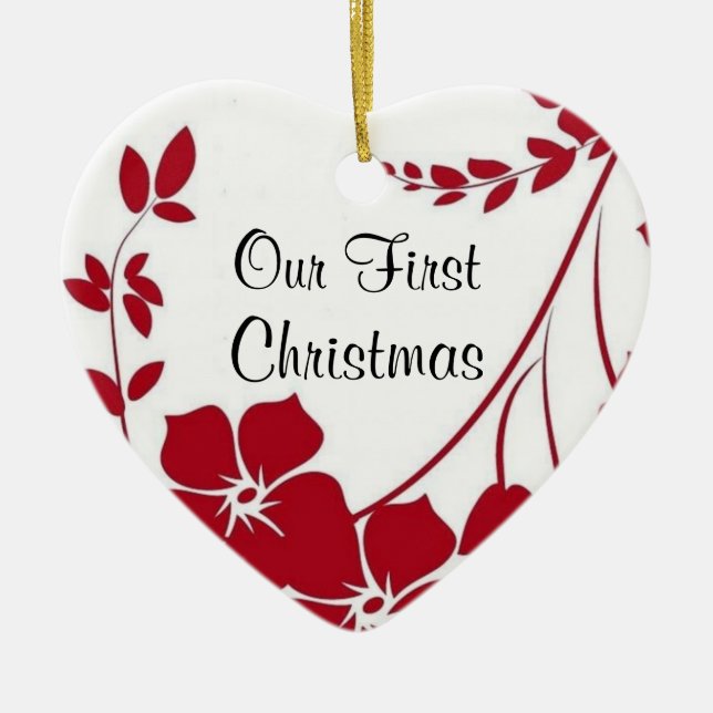 premier ornement de Noël de fleur rouge (Devant)