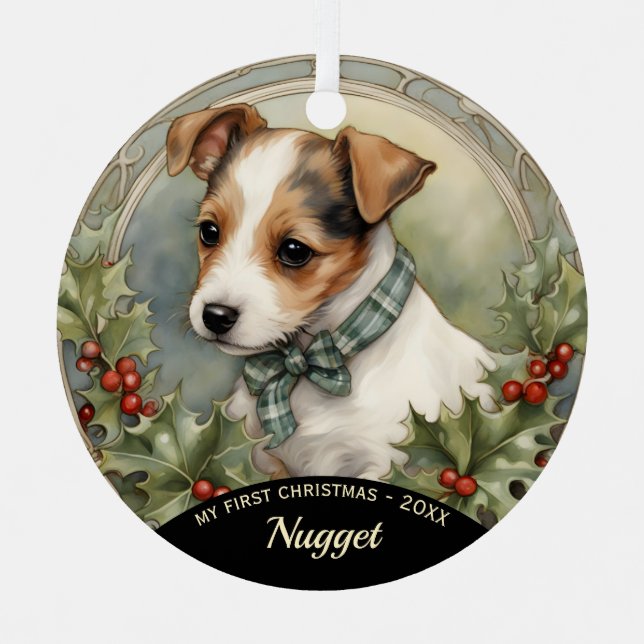 Premier ornement de Noël de Jack Russell Puppy (Recto)