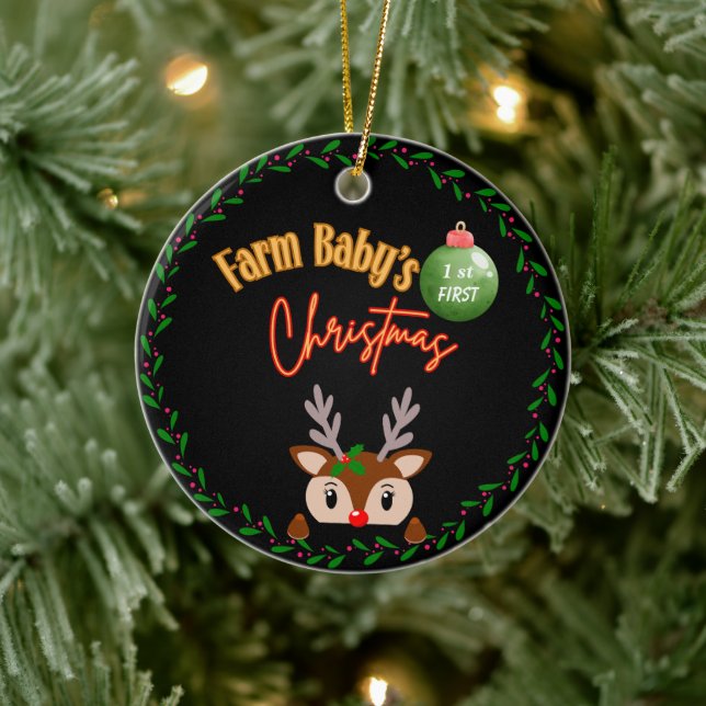 Premier ornement de Noël du bébé de la ferme (Arbre)