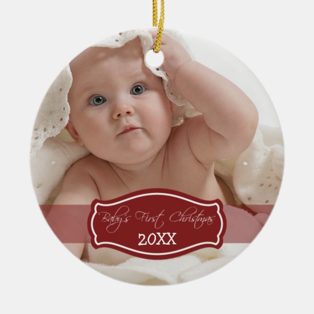 Premier ornement de Noël du bébé fait sur commande (Devant)