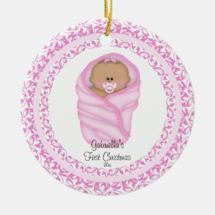Premier ornement de Noël du bébé rose de bébés