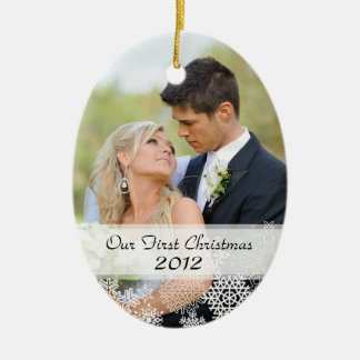 Premier ornement de Noël du couple avec la photo