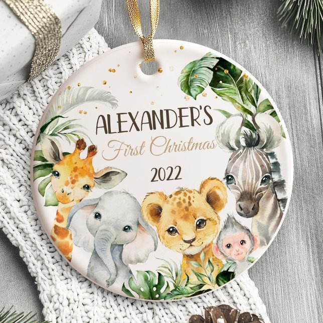 Premier ornement de Noël pour bébé animaux Safari (Baby's First Christmas Ornament Safari animals)