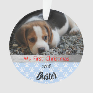 Premier ornement de photo de Noël du chiot