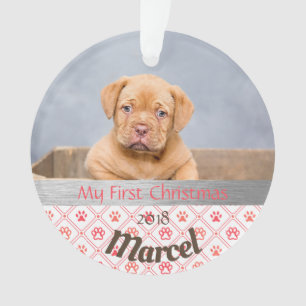 Premier ornement de photo de Noël du chiot