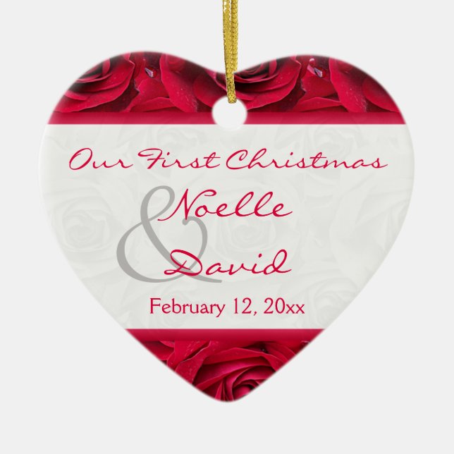 Premier ornement de souvenir de Noël de roses (Devant)