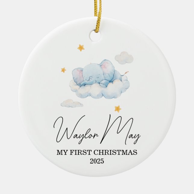 Premier ornement d'éléphant de Noël pour bébé (Devant)