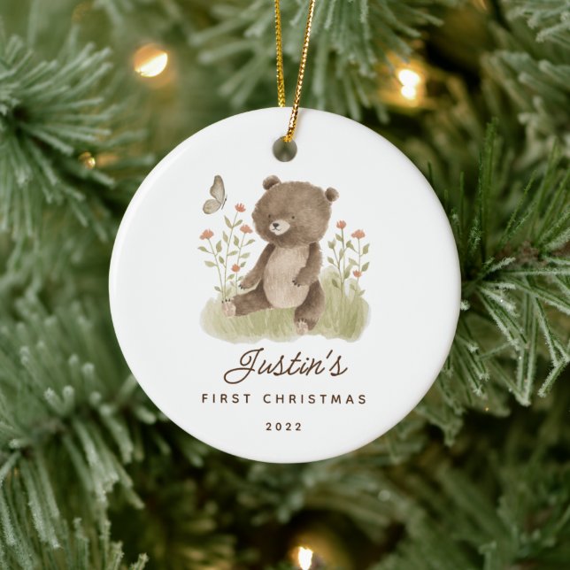 Premier ornement en céramique de l'ours de Noël du (Arbre)