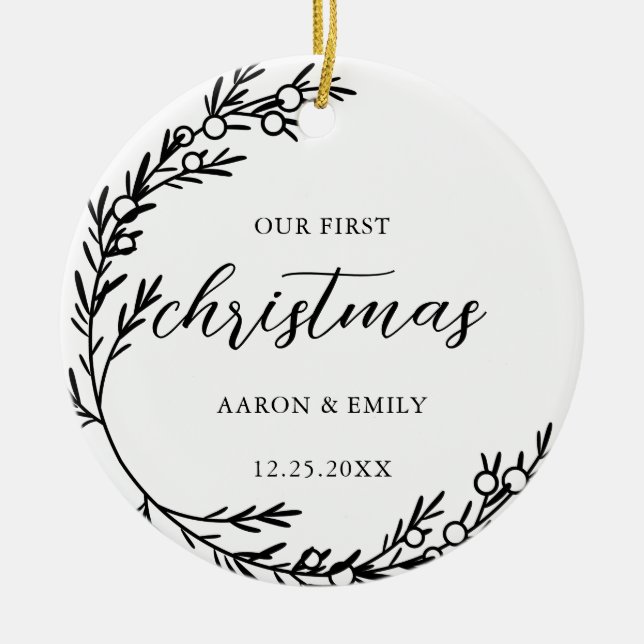 Premier ornement en céramique Juniper de Noël (Devant)