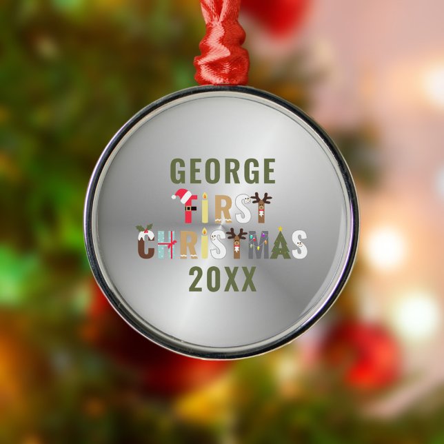 Premier ornement en métal de Noël Premium pour béb (First Christmas Ornament for your little one's 1st Christmas. Just add their name. Lovely keepsake)