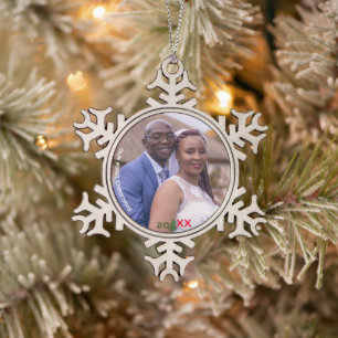 "Premier ornement photo de Noël de flacon de neige