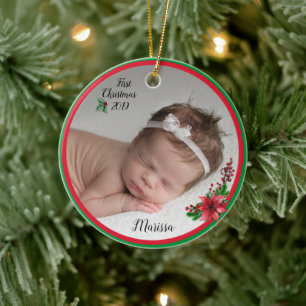 Premier ornement photo de Noël du bébé