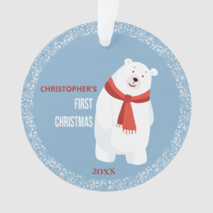 Premier Ours bleu mou polaire de Noël du bébé